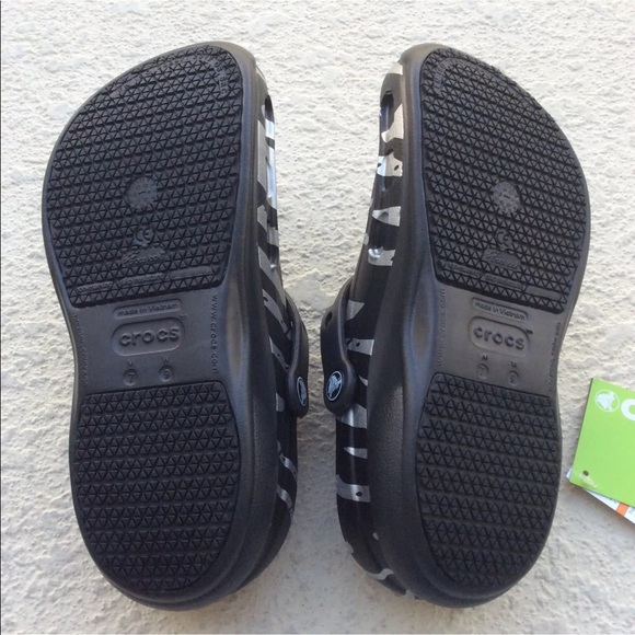 LAST ONE! Crocs Work Clogs SZ 11 Chef Black Silver - Picture 6 of 8